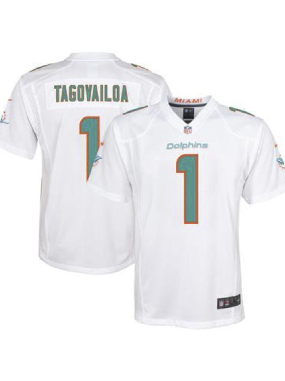 Nike Youth Miami Dolphins Tua Tagovailoa #1 White Game Jersey